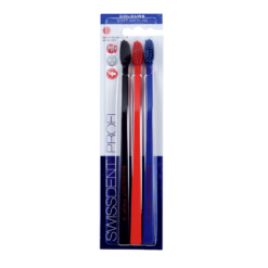 Swissdent PROFI Colors SOFT-MEDIUM käsihambaharjad (must, punane, sinine) – Kuva 3