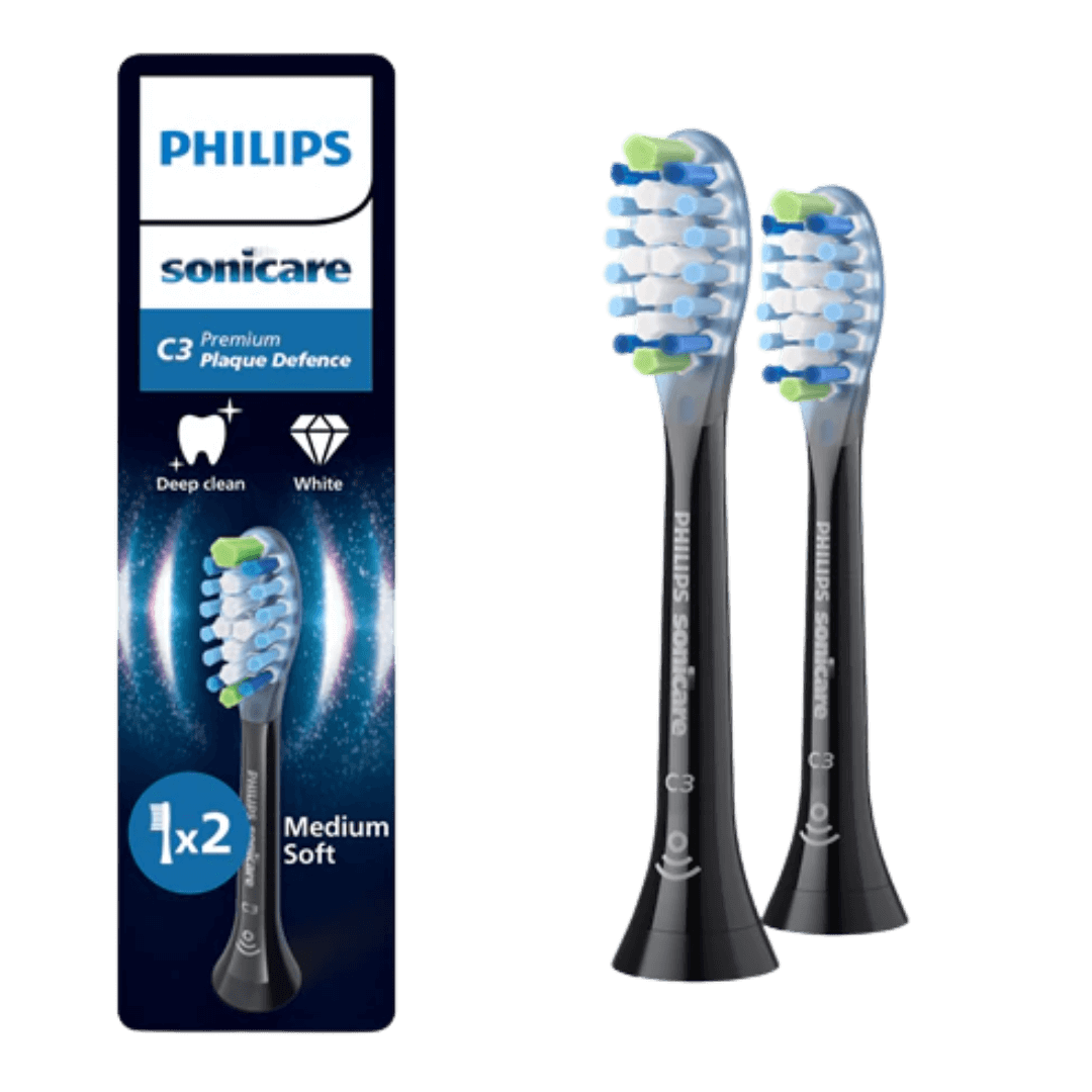 Philips Sonicare Premium Plaque Defence C3 -harjaspäät pehmeällä reunalla HX9042/88 (MUSTA, 2 kpl)