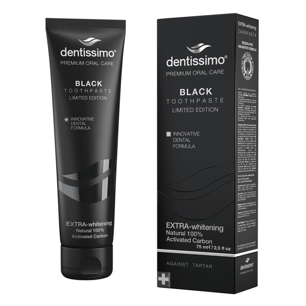 Dentissimo Extra Whitening BLACK 75ML valgendav hambapasta (aktiveeritud söega)