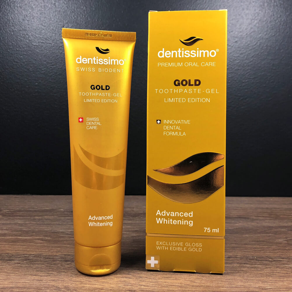 Dentissimo Extra Whitening GOLD 75ML valgendav hambapasta (kullaosakestega) – Kuva 2