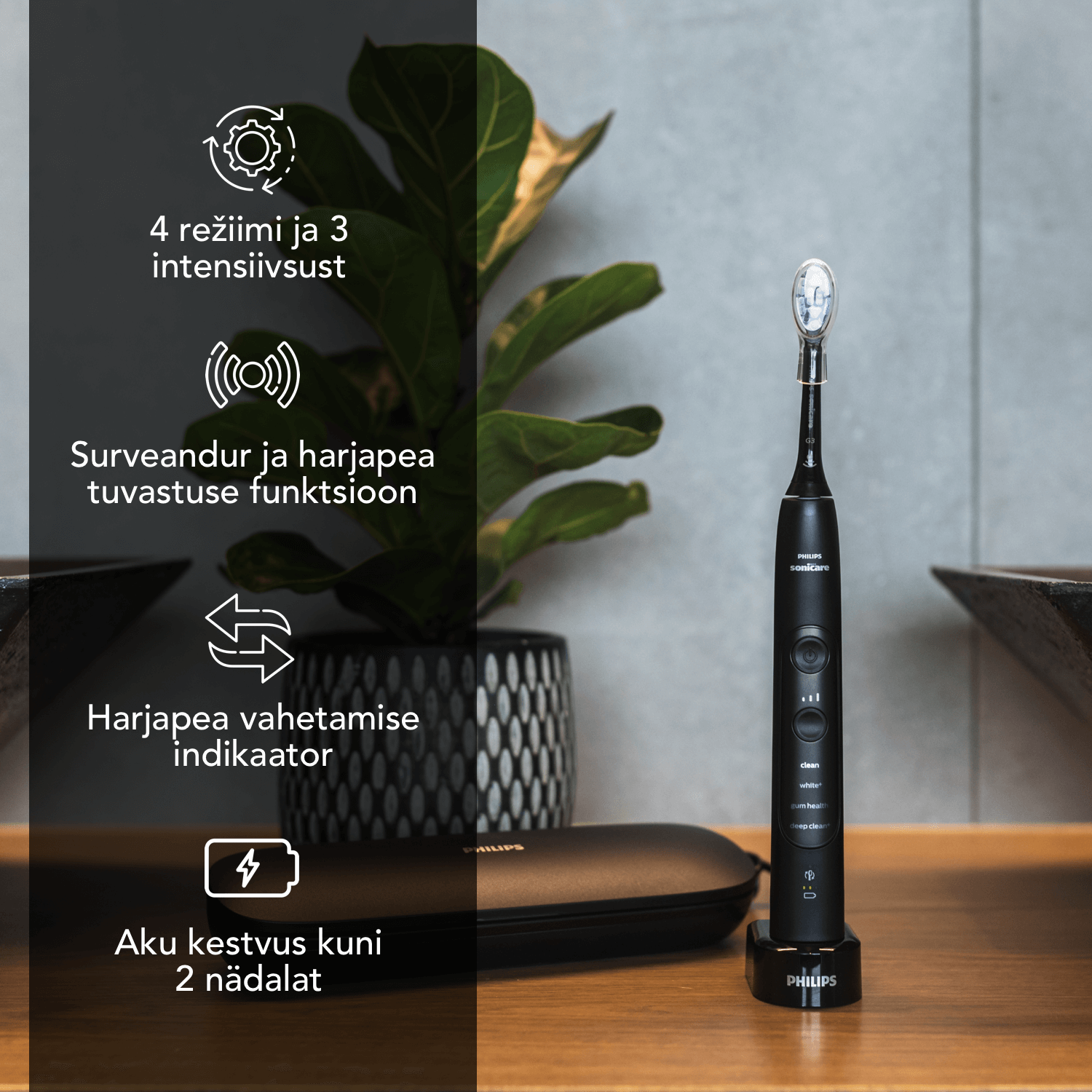 Philips Sonicare ExpertClean 7500 seeria MUST (HX9631) 4 režiimi, 3 intensiivsuse, surveanduri ja äpiga – Kuva 3