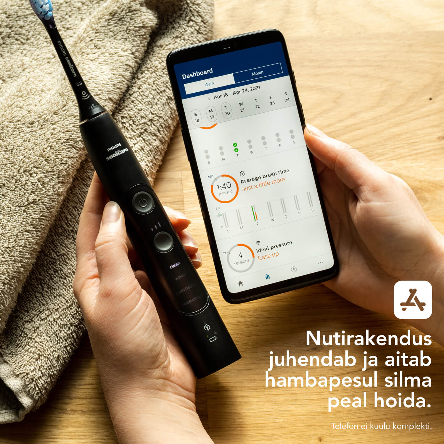 Philips Sonicare ExpertClean 7500 seeria MUST (HX9631) 4 režiimi, 3 intensiivsuse, surveanduri ja äpiga – Kuva 6