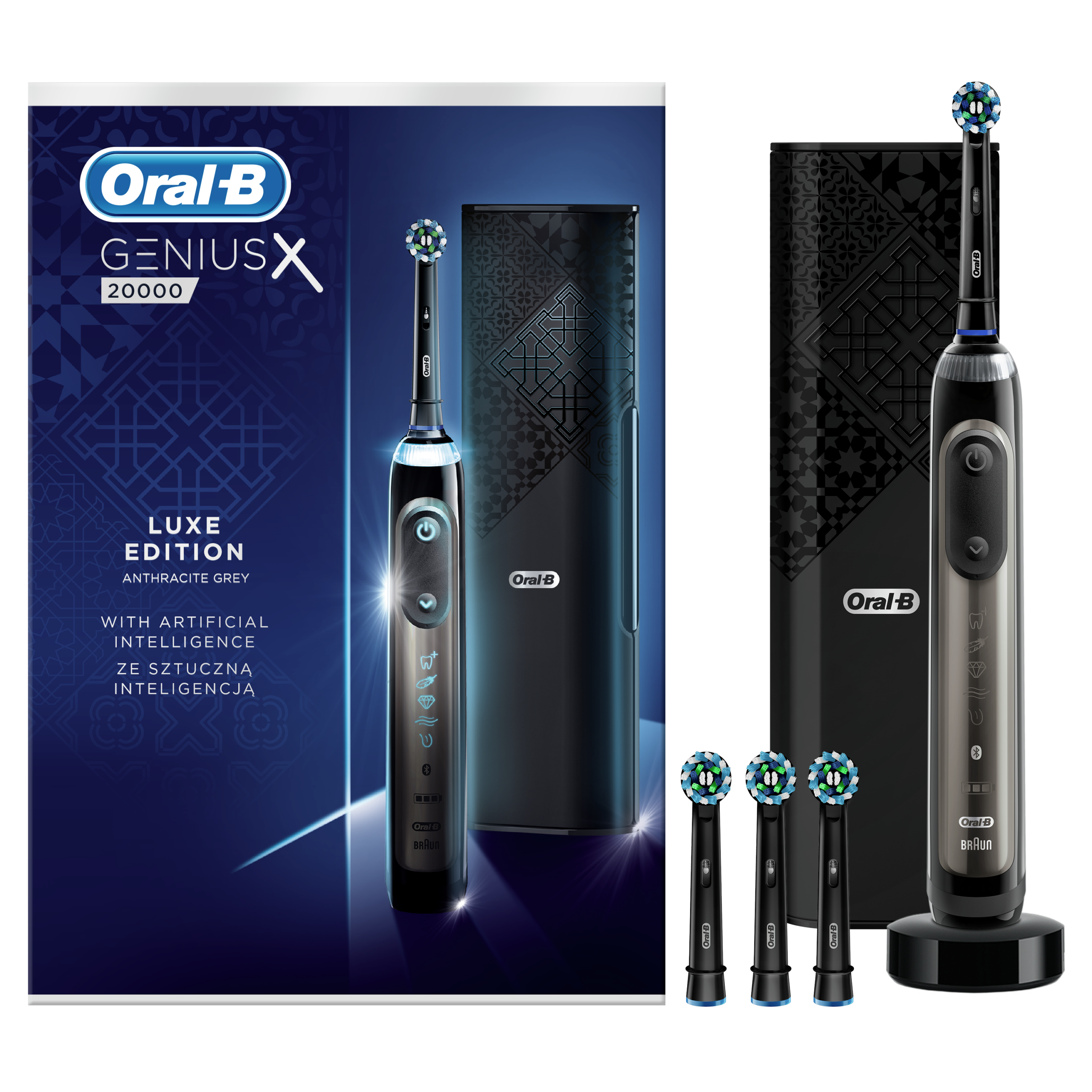 Oral-B Genius X 20000N Antracite Grey LUX Edition sähköhammasharja (surveanduri, 6 režiimi, 4 harjapeaga) – Kuva 2