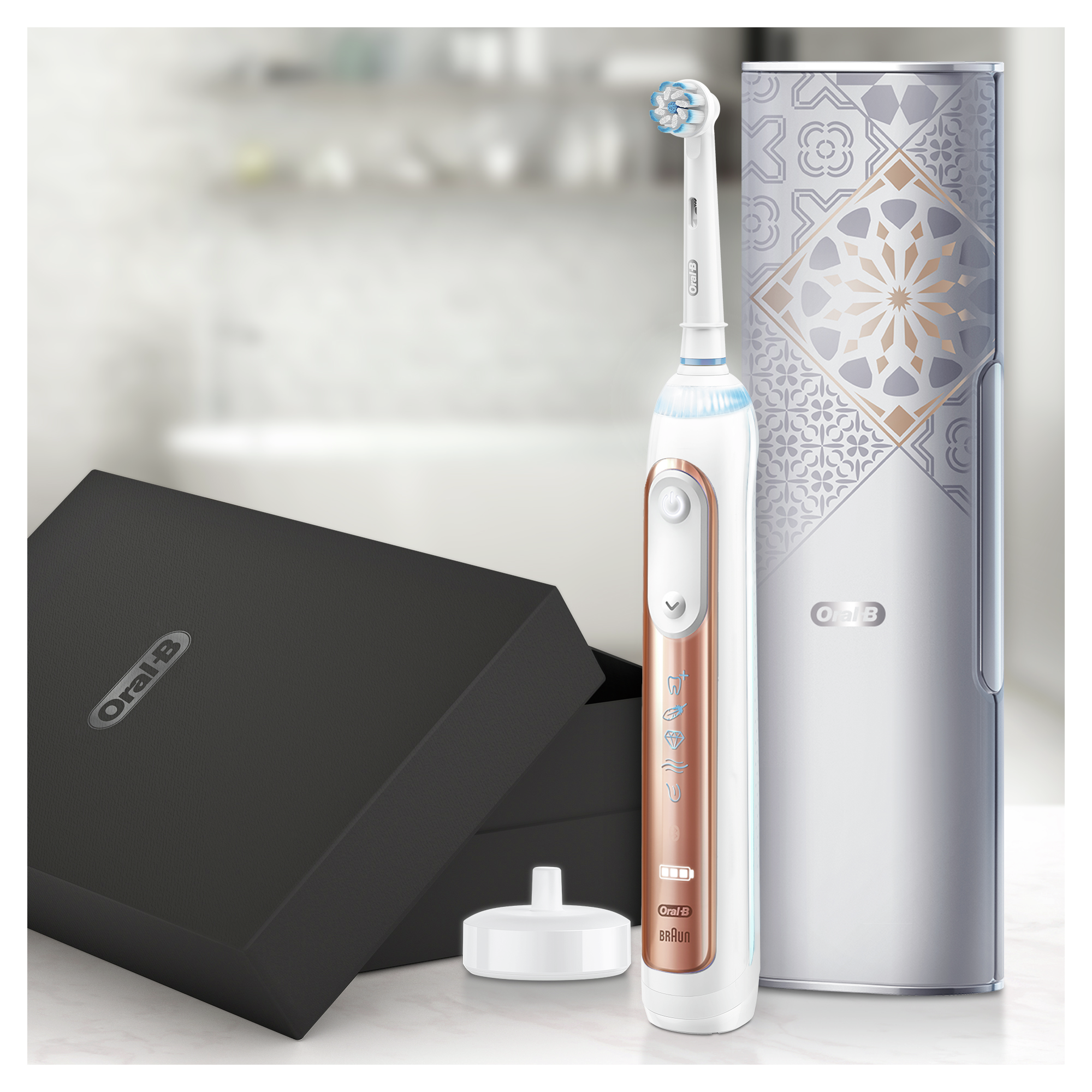 Oral-B Genius X 20000N Rose Gold LUX Edition sähköhammasharja surveanduriga (6 režiimi, 4 harjapead) – Kuva 5