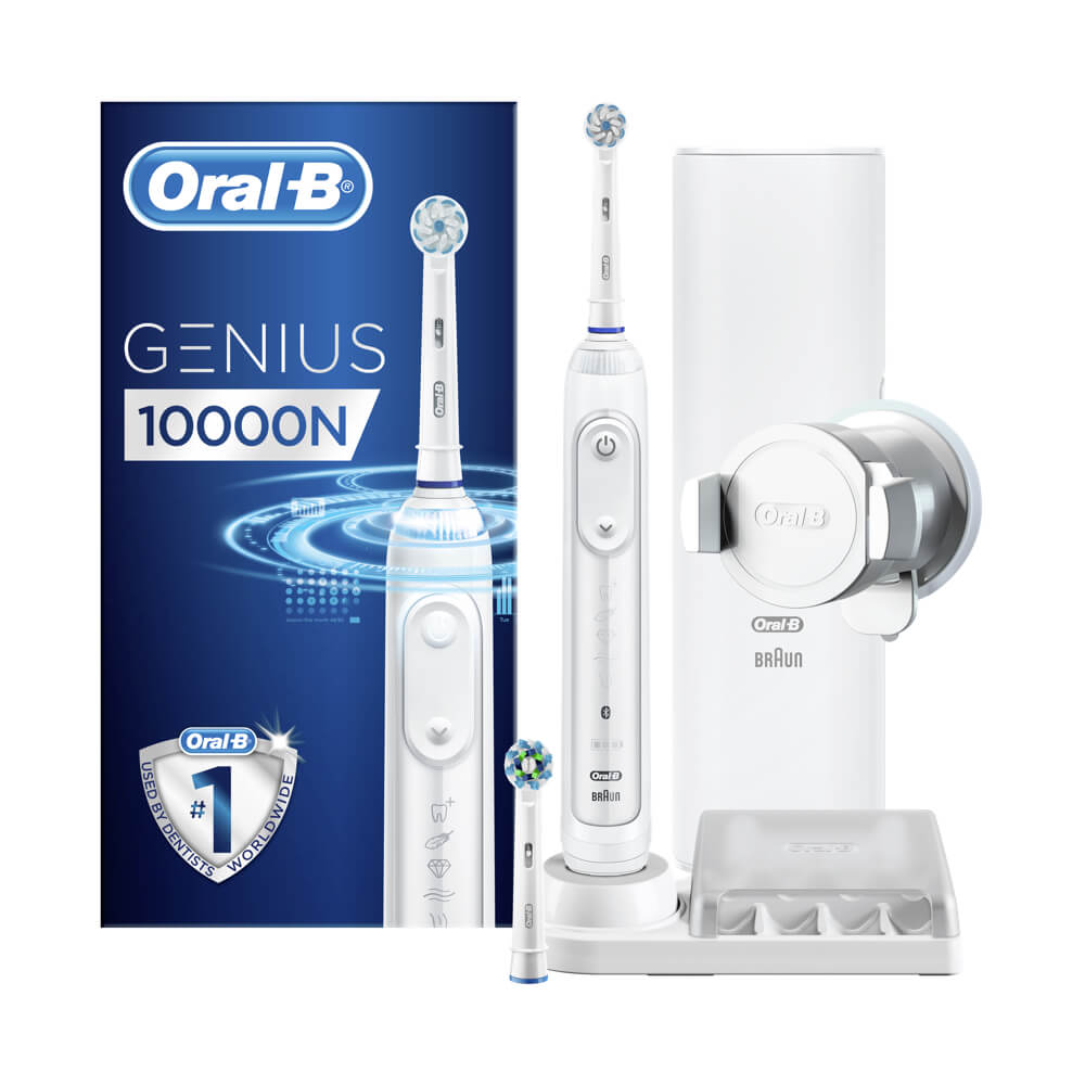 Oral-B GENIUS 10000 sähköhammasharja surveanduriga VALGE (6 režiimi, 2 harjapead) + Reisikarp