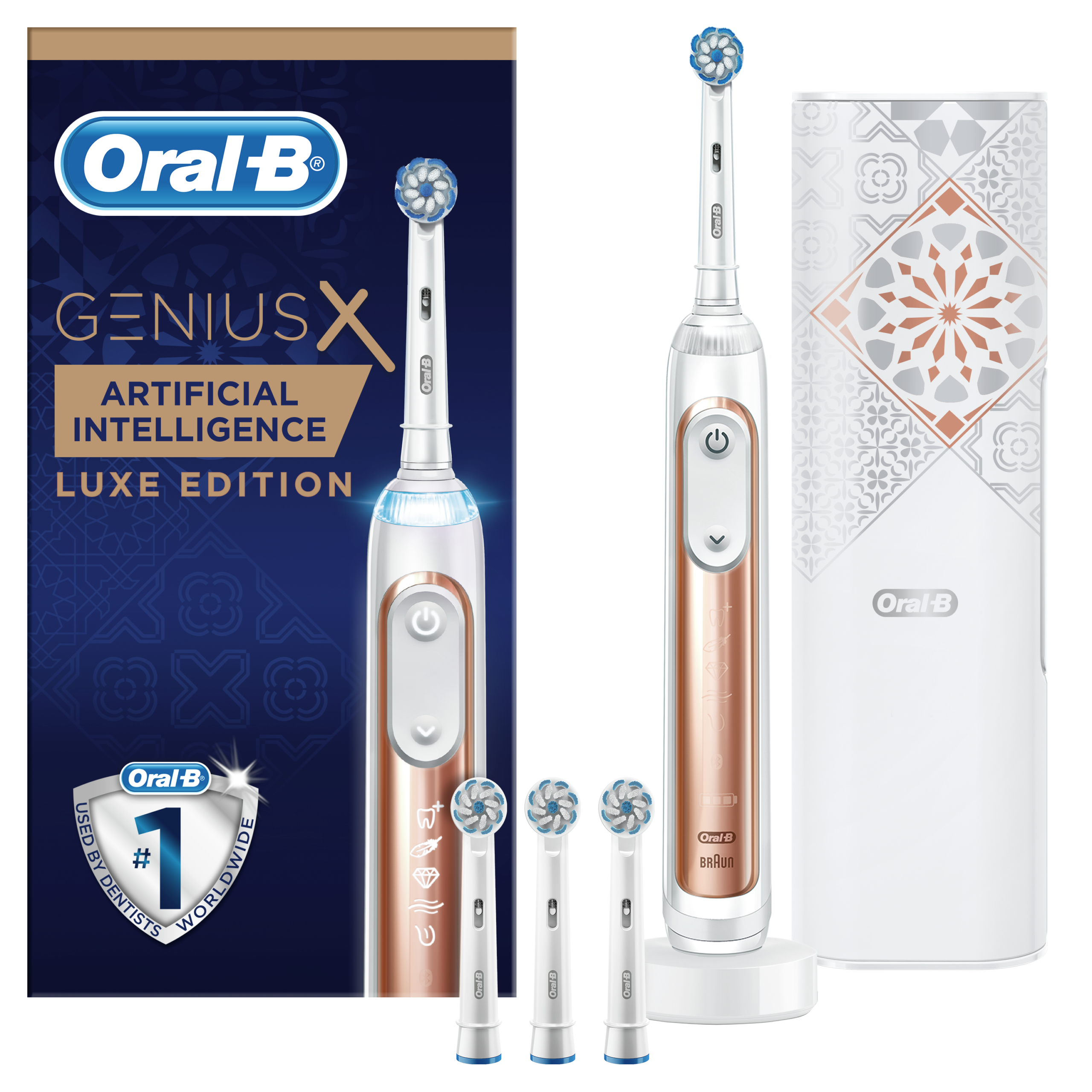 Oral-B Genius X 20000N Rose Gold LUX Edition sähköhammasharja surveanduriga (6 režiimi, 4 harjapead)