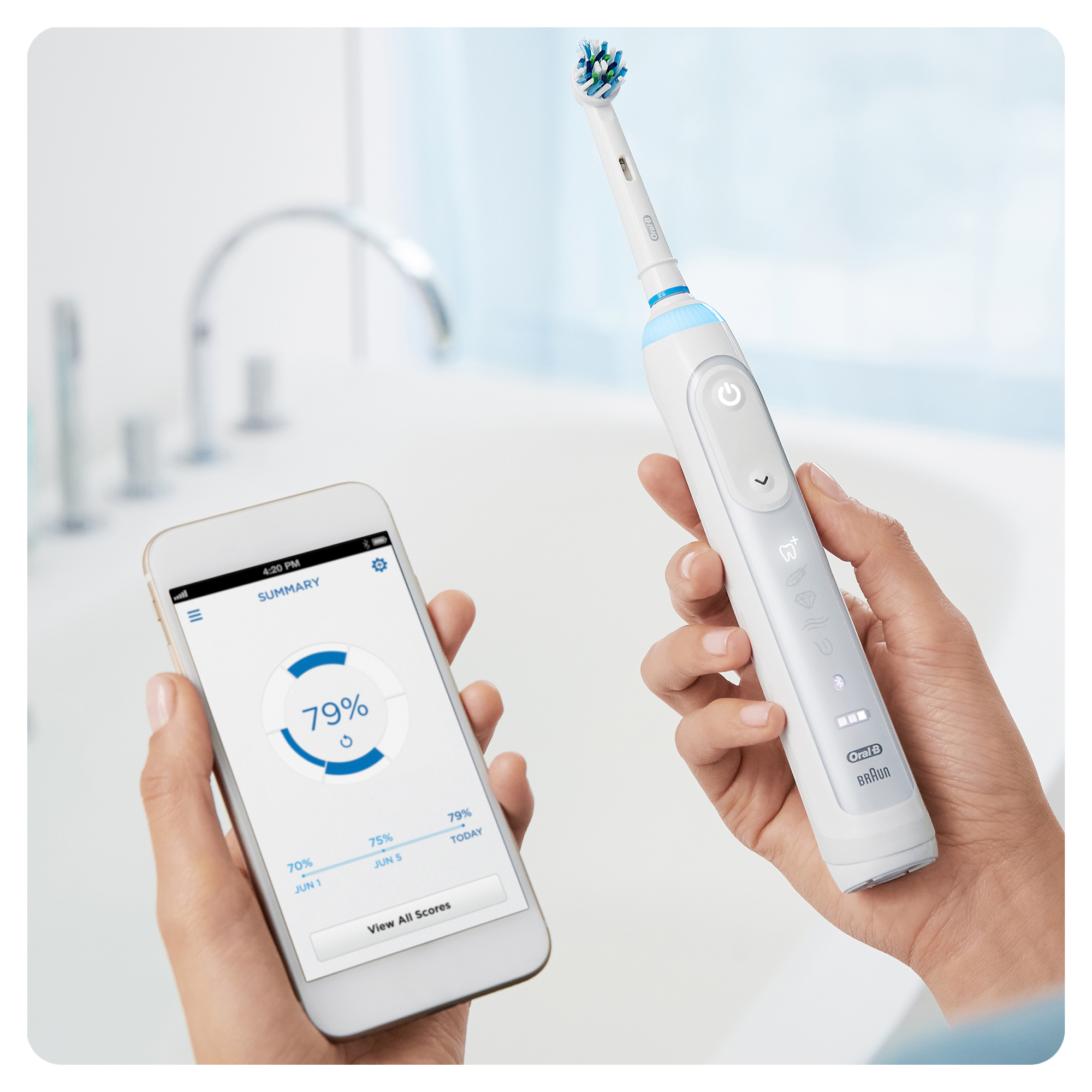 Oral-B GENIUS 10000 sähköhammasharja surveanduriga VALGE (6 režiimi, 2 harjapead) + Reisikarp – Kuva 4