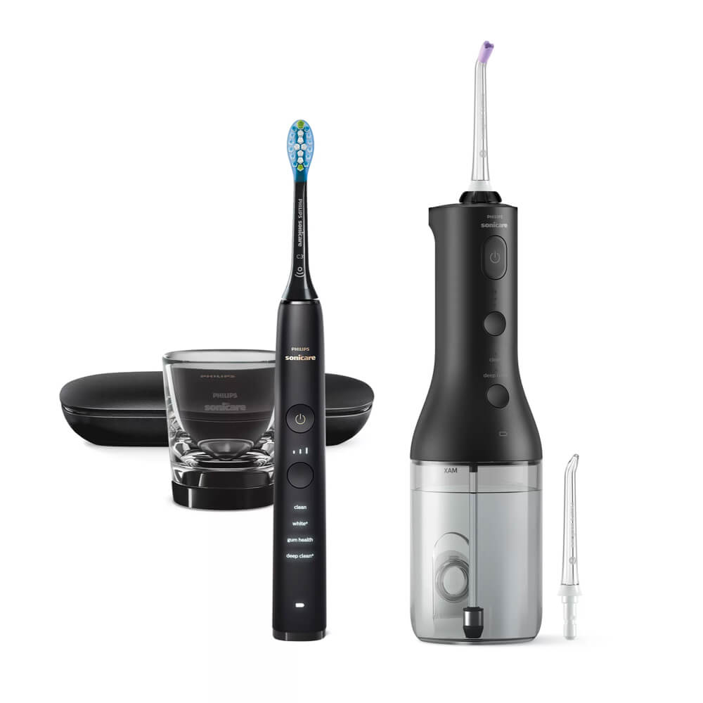Philips Sonicare DiamondClean 9000 HX3886/43 sähköhammasharja + Power Flosser 3000 veeprits (MUST) – Kuva 2