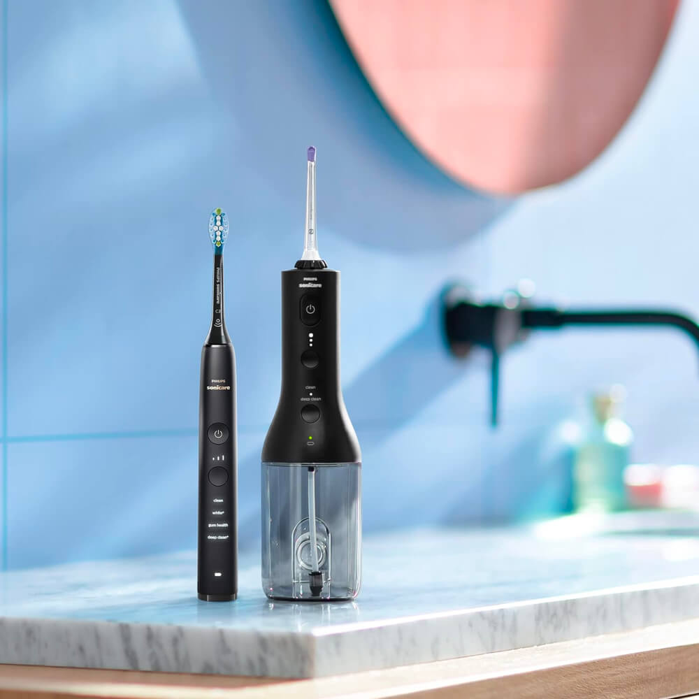 Philips Sonicare DiamondClean 9000 HX3886/43 sähköhammasharja + Power Flosser 3000 veeprits (MUST) – Kuva 3