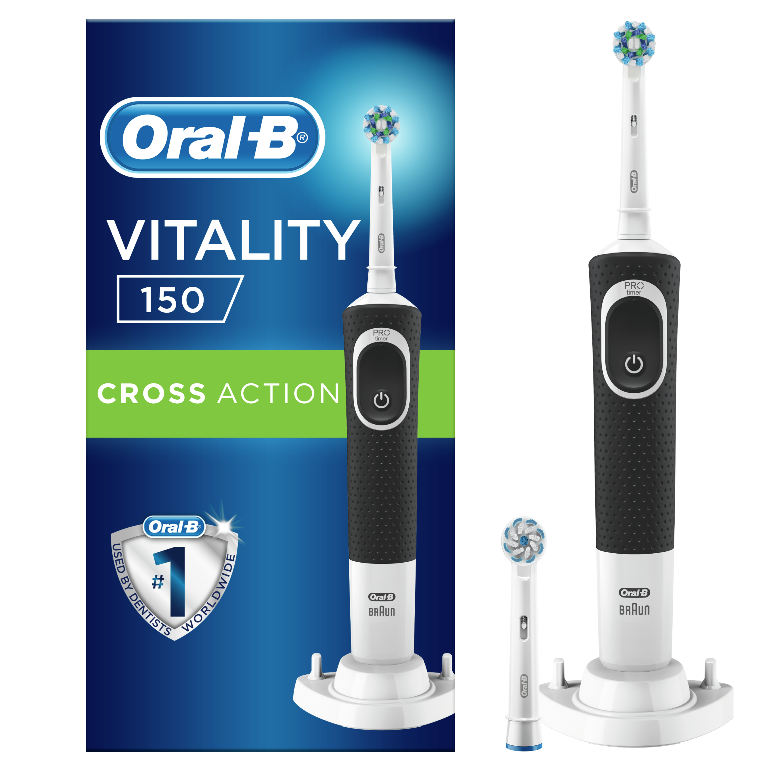 Oral-B Vitality 150 Cross Action sähköhammasharja taimeri ja 2 harjapeaga (MUST)