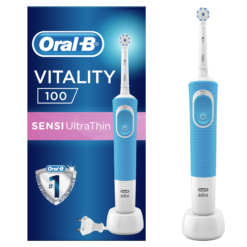 Oral-B Vitality 100 Sensitive UltraThin sähköhammasharja taimeri ja pehme harjapeaga (SININE)