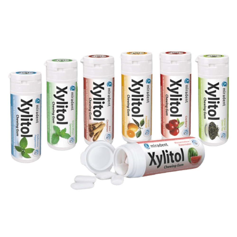 Närimiskumm Miradent 100% Xylitol 7 eri maitset - KOMBO