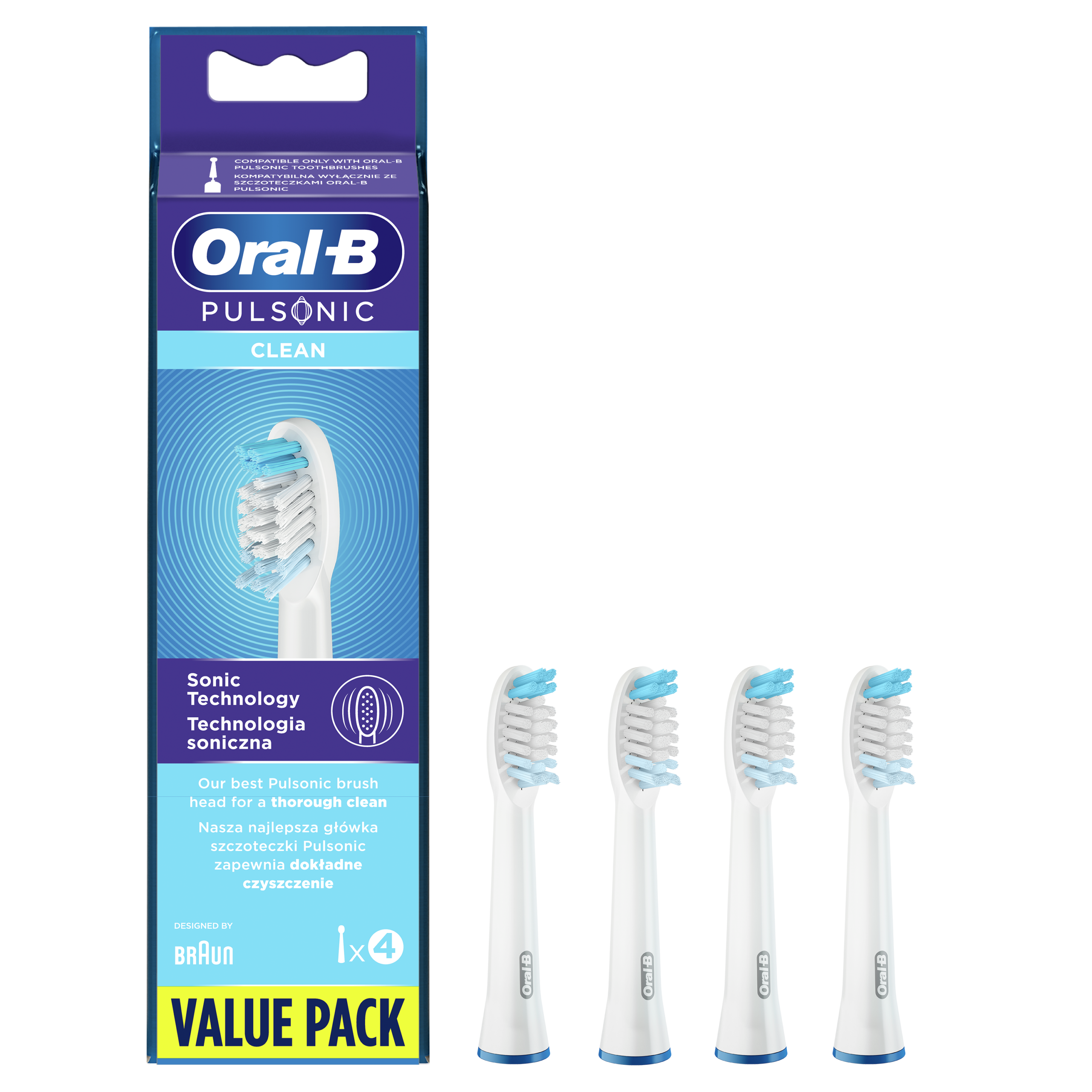 Oral-B PULSONIC Clean keskmise tugevusega hambaharja otsikud - Clean (SR32-4 , 4tk) – Kuva 2