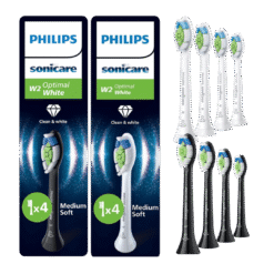 Philips Sonicare Optimal White W2 hambaharja otsikud KOMBO HX6064 (4 x VALGE + 4 x MUST)
