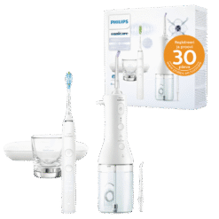Philips Sonicare DiamondClean 9000 -sähköhammasharja HX3886/41 + Power Flosser 3000 -vesihammaslanka (valkoinen)