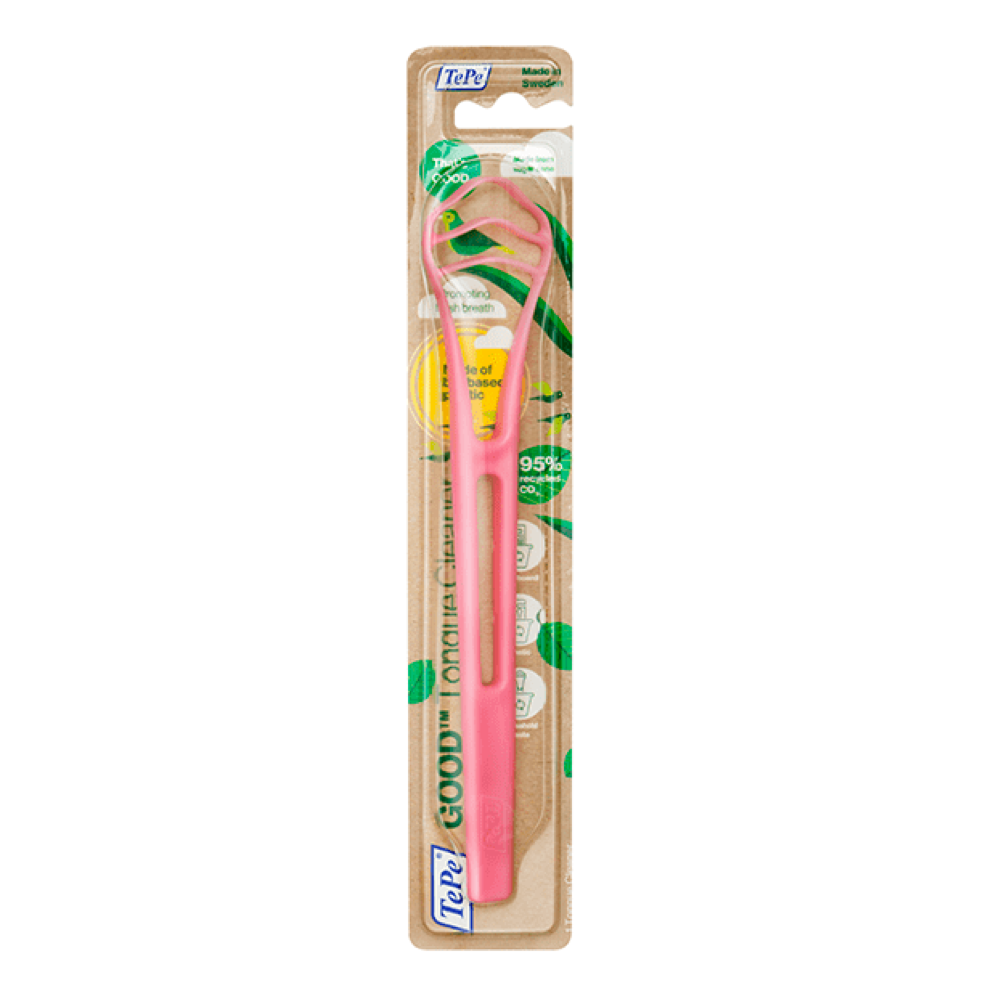 TePe GOOD Tongue Cleaner -kielenpuhdistin PINKKI (auttaa vähentämään pahanhajuista hengitystä)