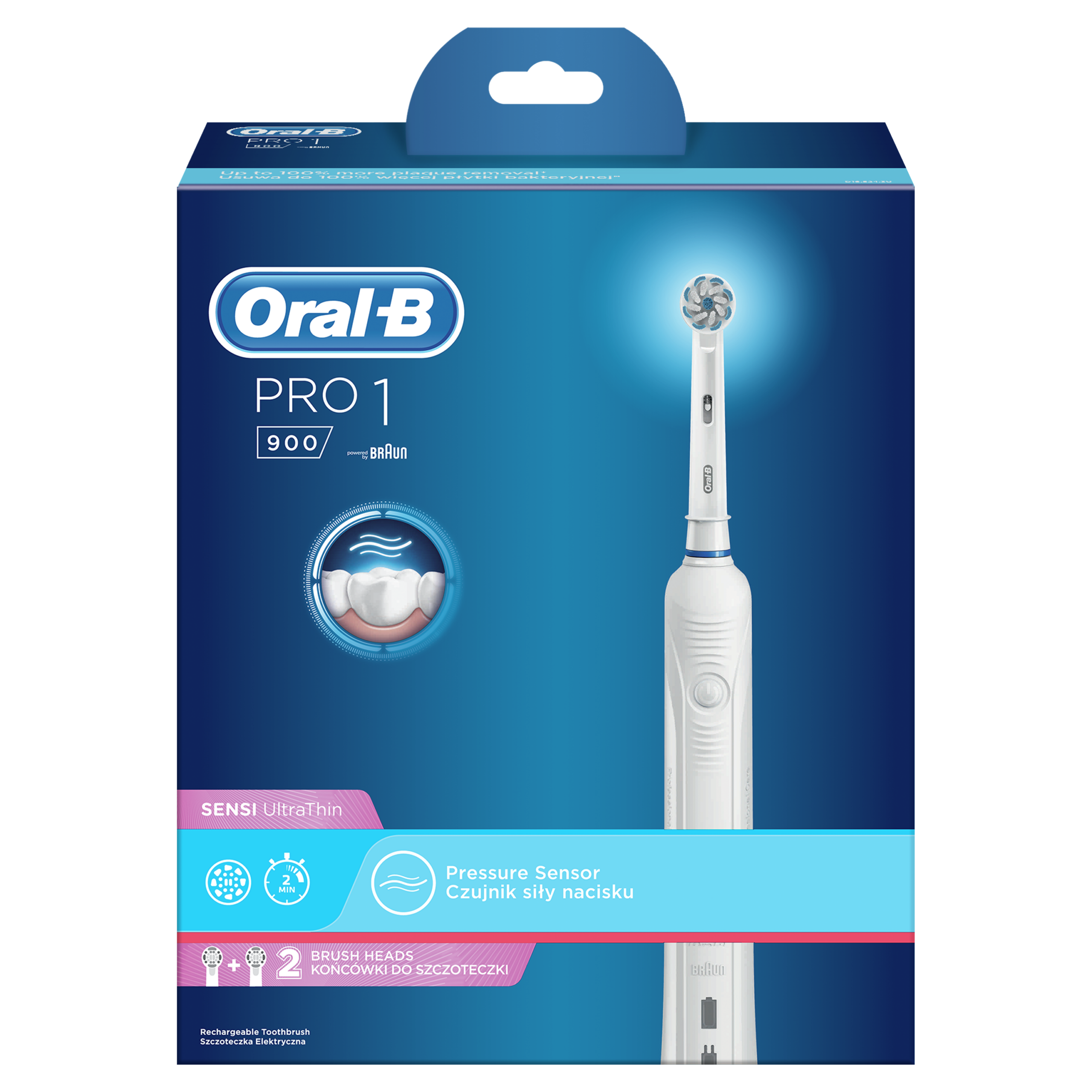Oral-B PRO1 900 sähköhammasharja surveanduriga (SENSI UltraThin ja 3D White harjapead) – Kuva 4