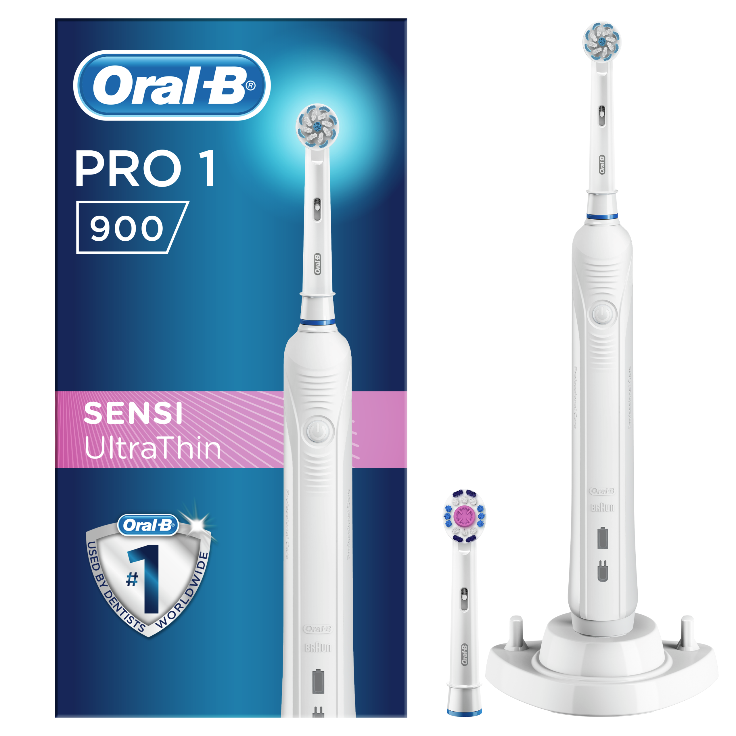 Oral-B PRO1 900 sähköhammasharja surveanduriga (SENSI UltraThin ja 3D White harjapead)
