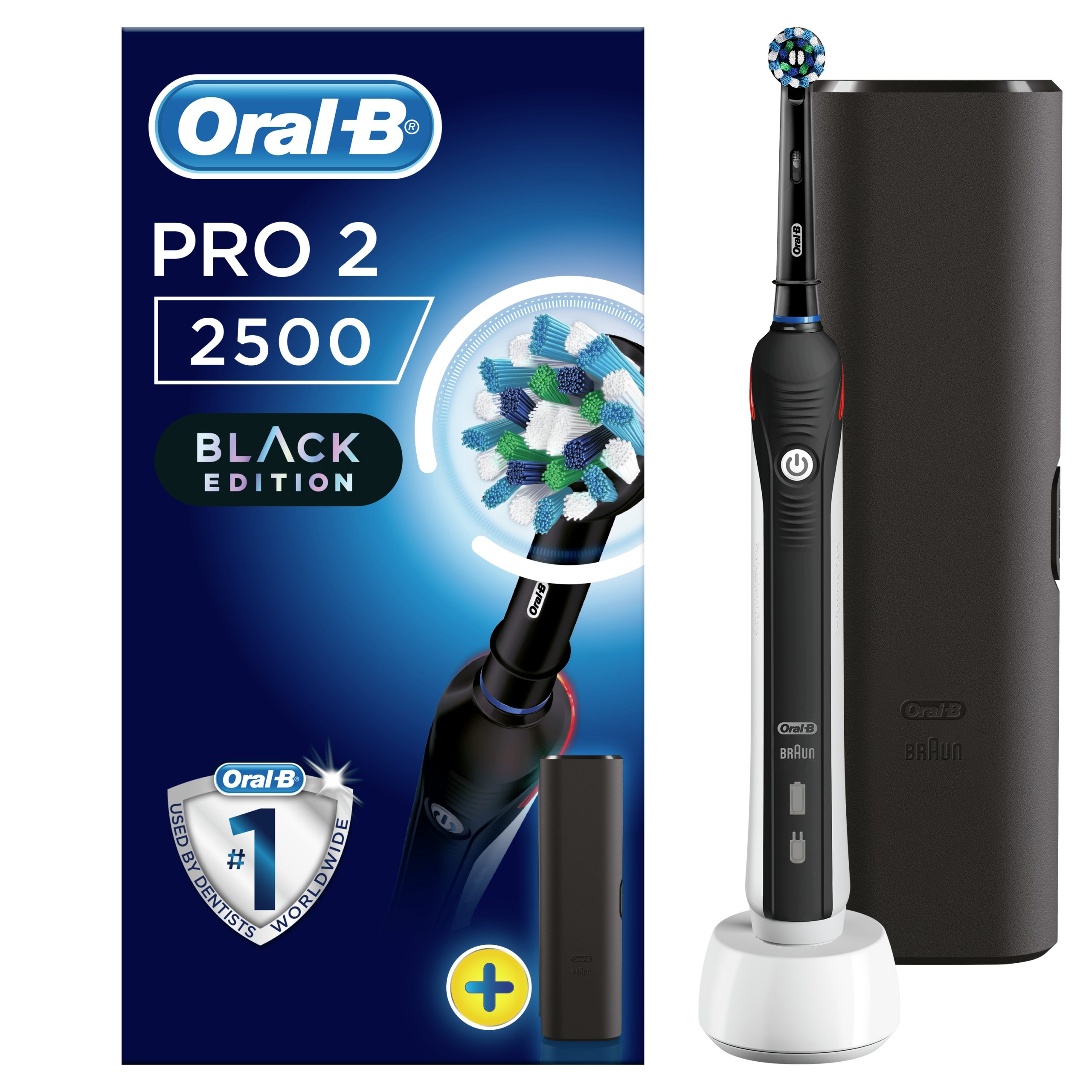 Oral-B PRO2 2500 Black Edition MUST sähköhammasharja surveanduriga (2 režiimi, 1 harjapea)