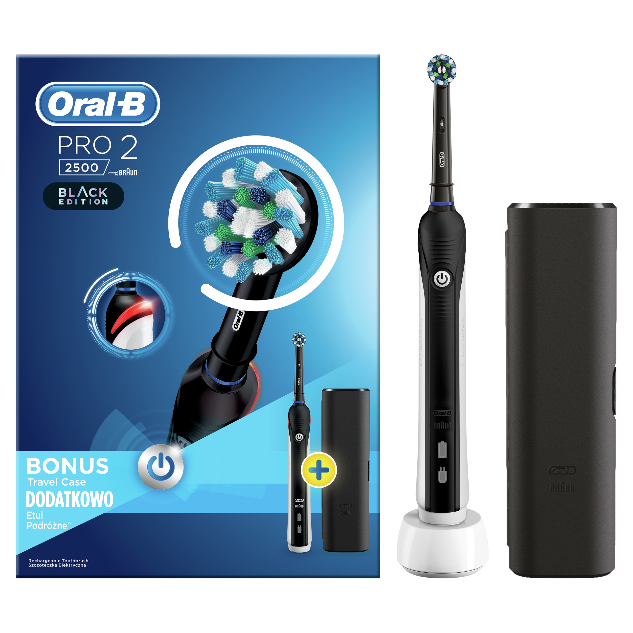 Oral-B PRO2 2500 Black Edition MUST sähköhammasharja surveanduriga (2 režiimi, 1 harjapea) – Kuva 4