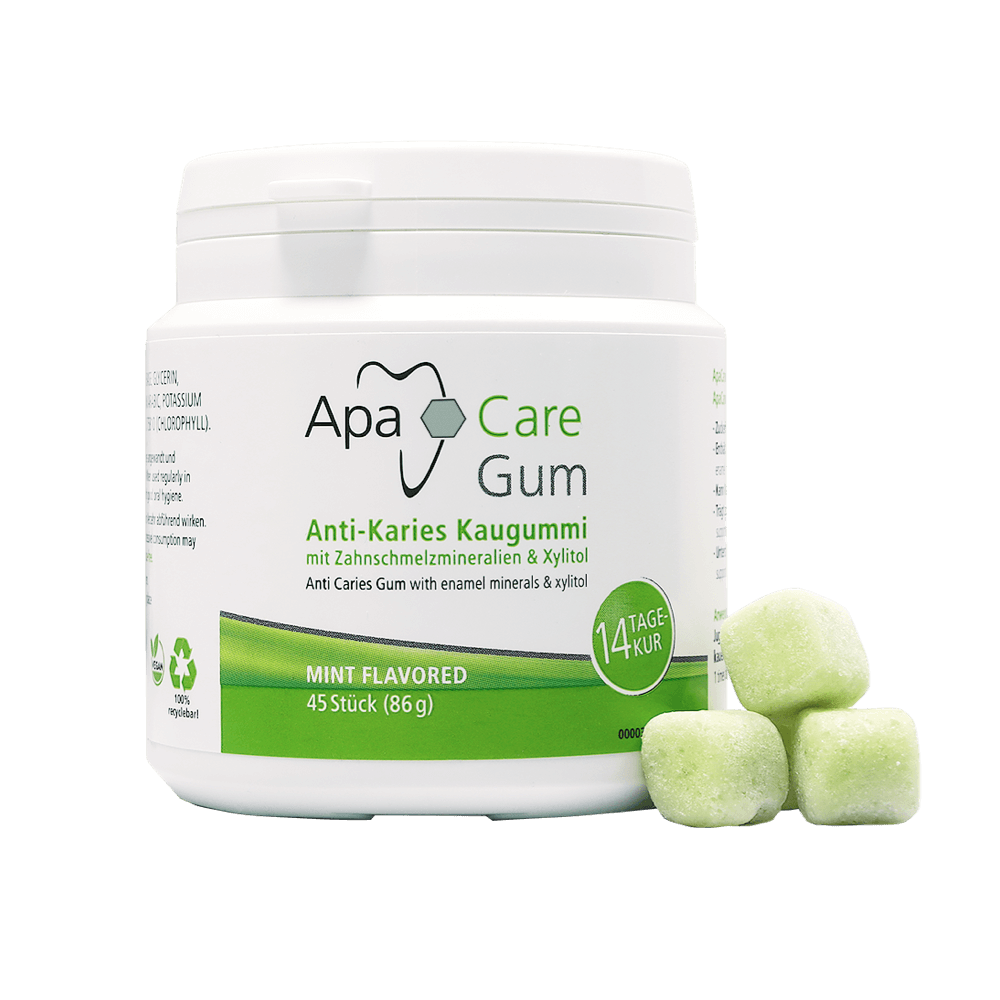 ApaCare GUM -ksylitolipurukumi, jossa on hammaskiilteen mineraaleja (45 kpl)
