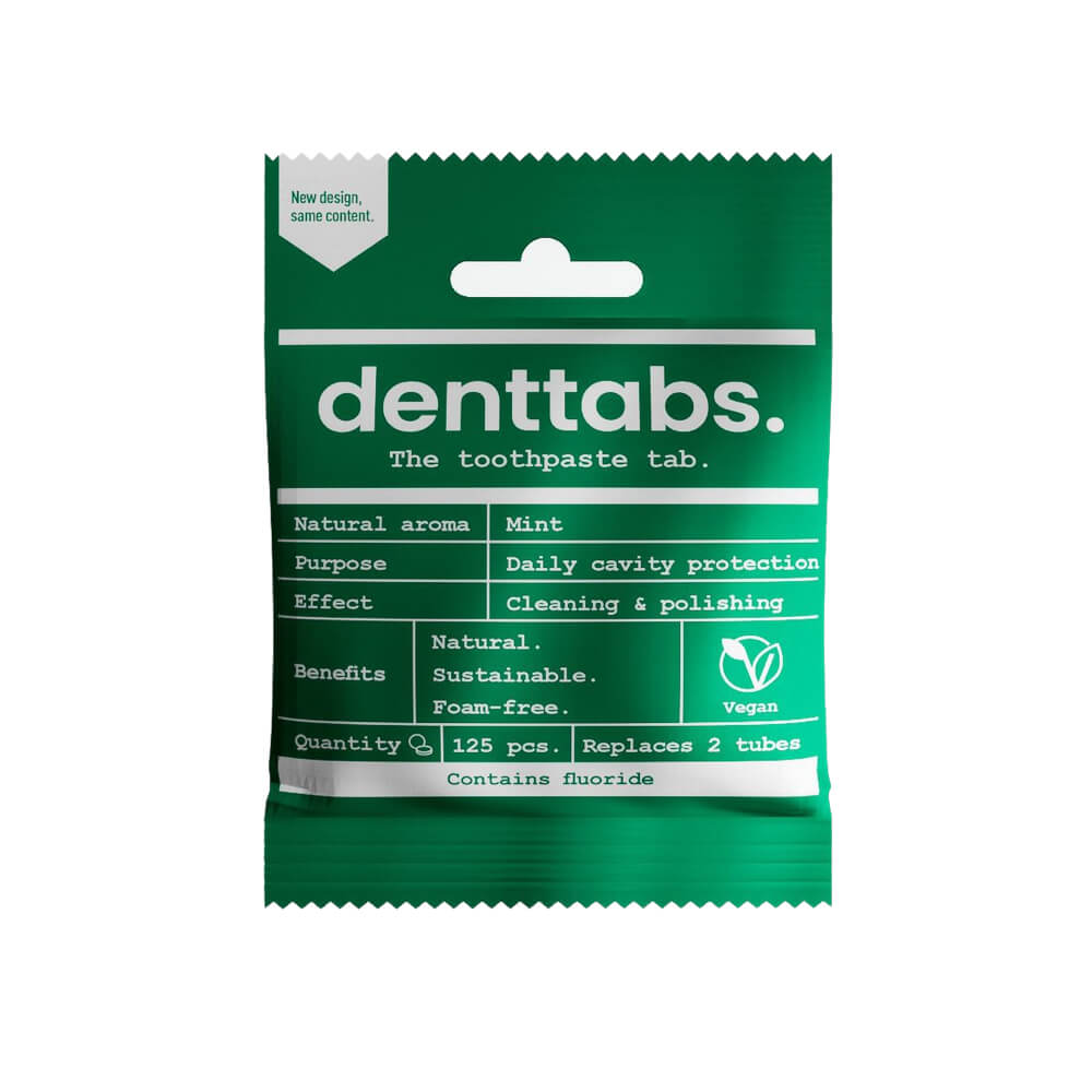 DENTTABS naturaalsed hambapesutabletid MINT 125tk (fluoriidivabad)