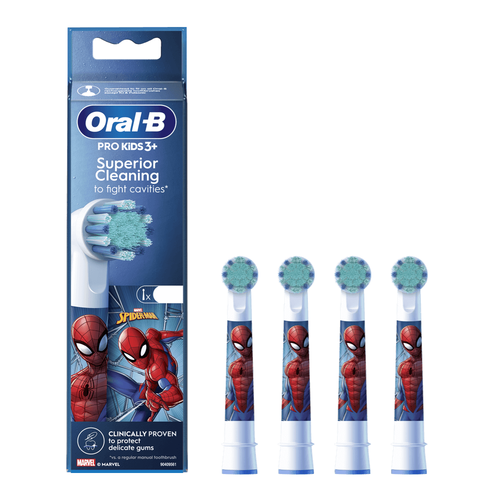 Oral-B PRO Kids 3+ SPIDERMAN -lasten erittäin pehmeät vaihtopäät (EB10S-4K, 4 kpl)