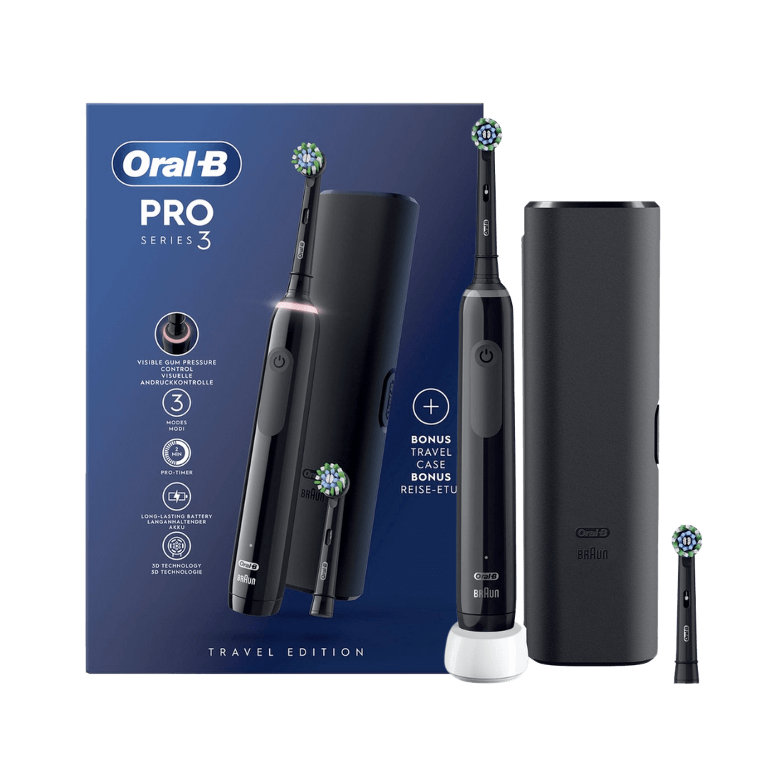 Oral-B PRO3 3500 Black sähköhammasharja surveanduriga (3 režiimi, 2 harjapead) + Reisivutlar