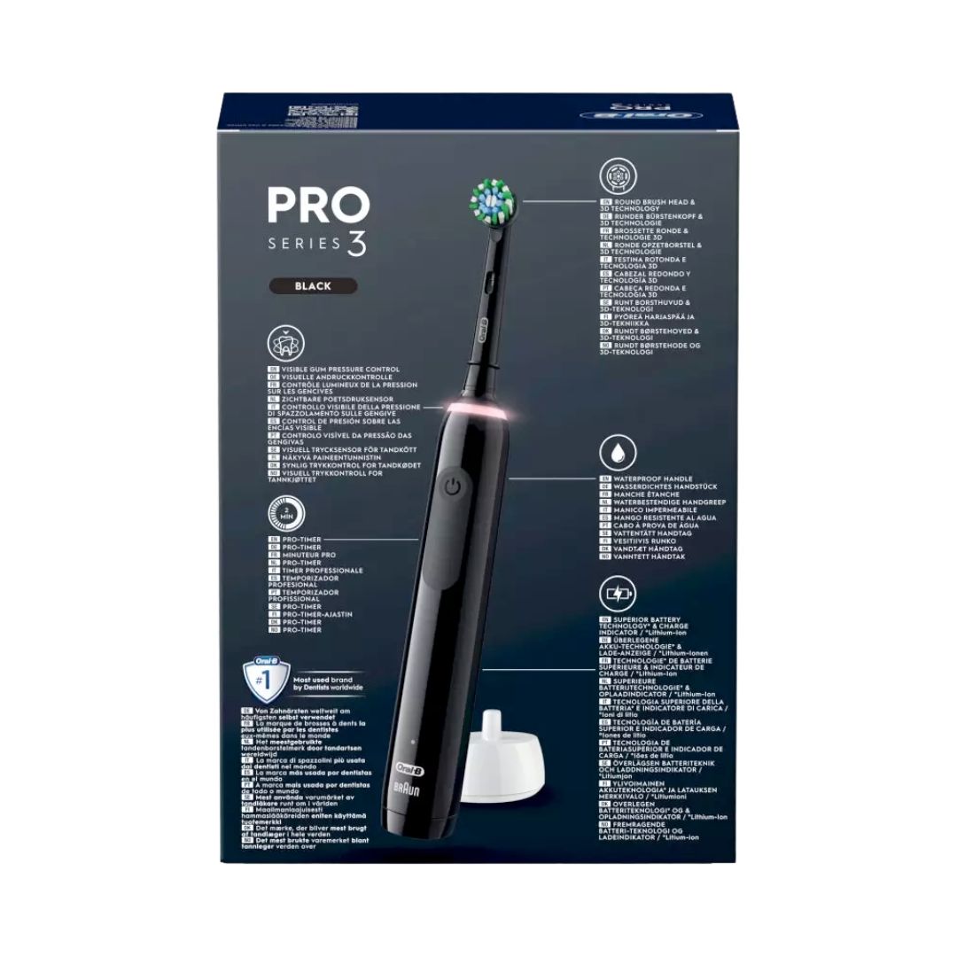 Oral-B PRO3 3500 Black sähköhammasharja surveanduriga (3 režiimi, 2 harjapead) + Reisivutlar – Kuva 3