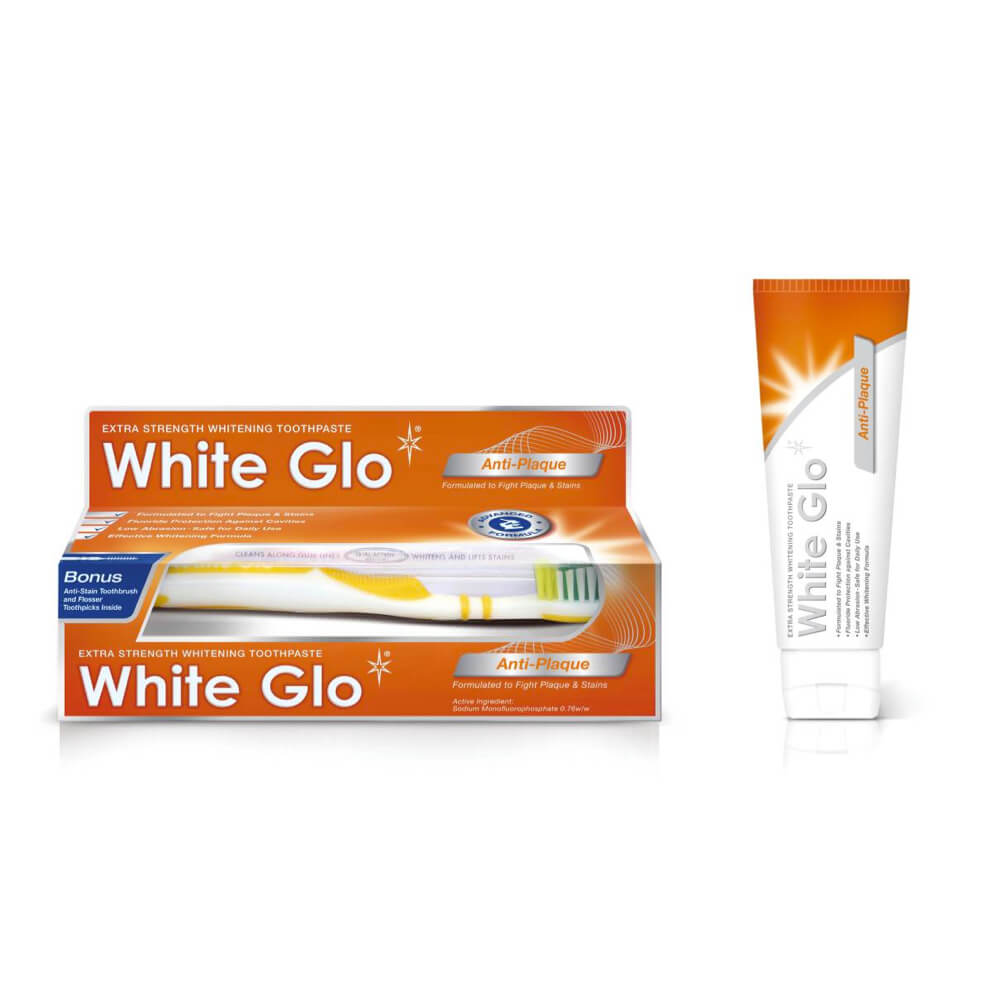 White Glo Anti-Plaque valgendav hambapasta hambakatu vastu 100 ML (kaasa tasuta käsihambahari) – Kuva 3