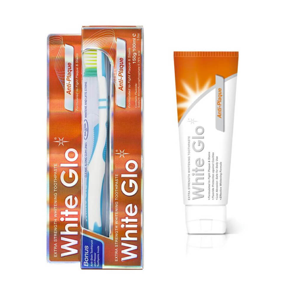 White Glo Anti-Plaque -valkaiseva hammastahna plakkia vastaan 100 ml (mukana ilmainen hammasharja)