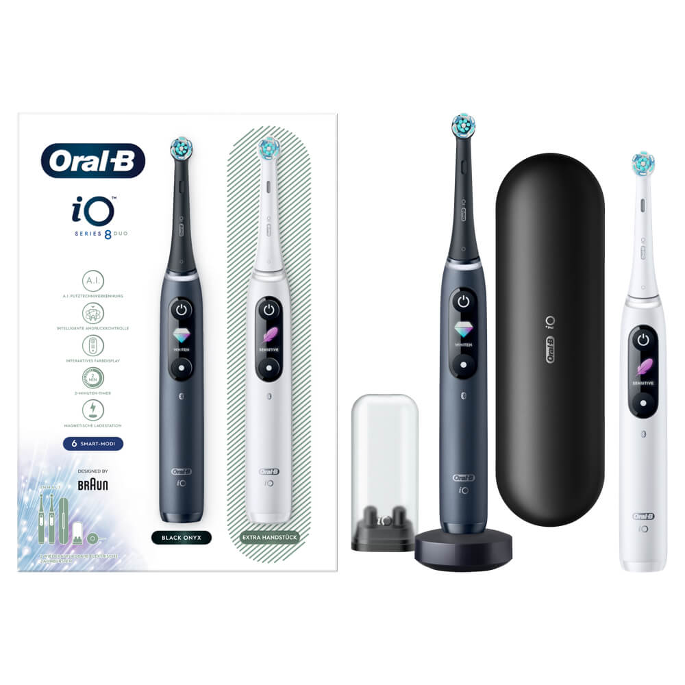 Oral-B iO8 sähköhammasharja Black Onyx / White Alabaster (2 hambaharja, 6 režiimi, kiirlaadija) – Kuva 6