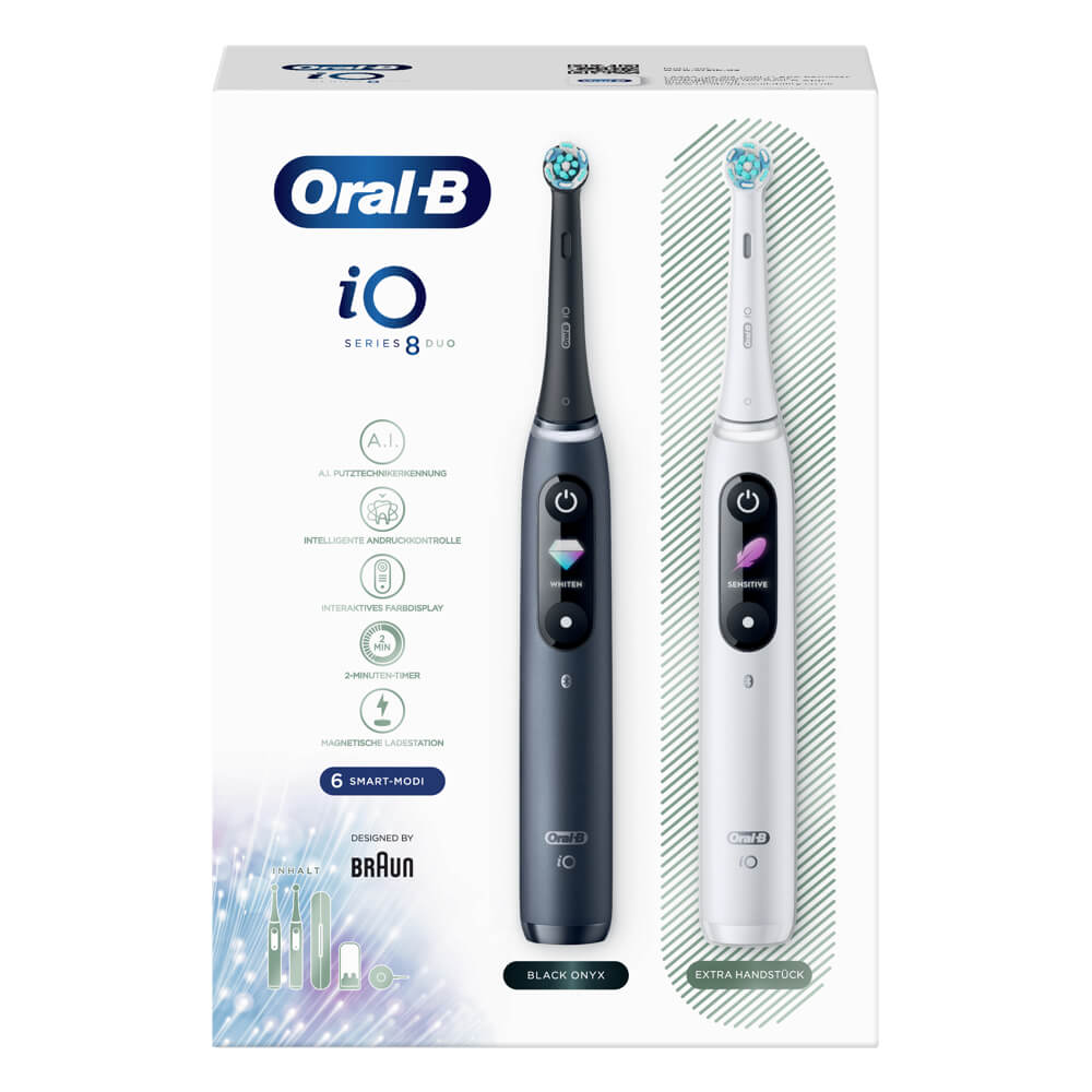 Oral-B iO8 sähköhammasharja Black Onyx / White Alabaster (2 hambaharja, 6 režiimi, kiirlaadija) – Kuva 12