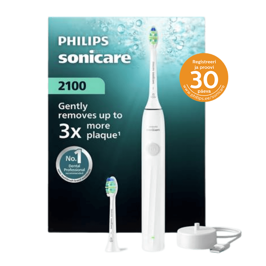 Philips Sonicare 2100 -sarjan sähköhammasharja HX4022/01, VALKOINEN (1 tila, 2 harjaspäätä)