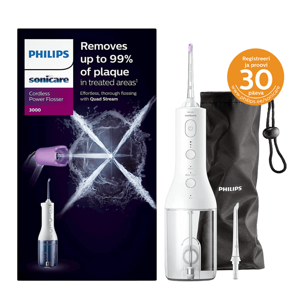 Philips Sonicare Cordless Power Flosser 3000 VALKOINEN (HX3826/31), langaton suusuihku