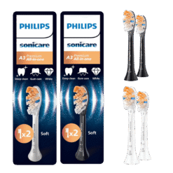 Philips Sonicare A3 Premium All-in-One (Soft) pehmed hambaharja otsikud KOMBO HX9092 (2 x VALGE + 2 x MUST)