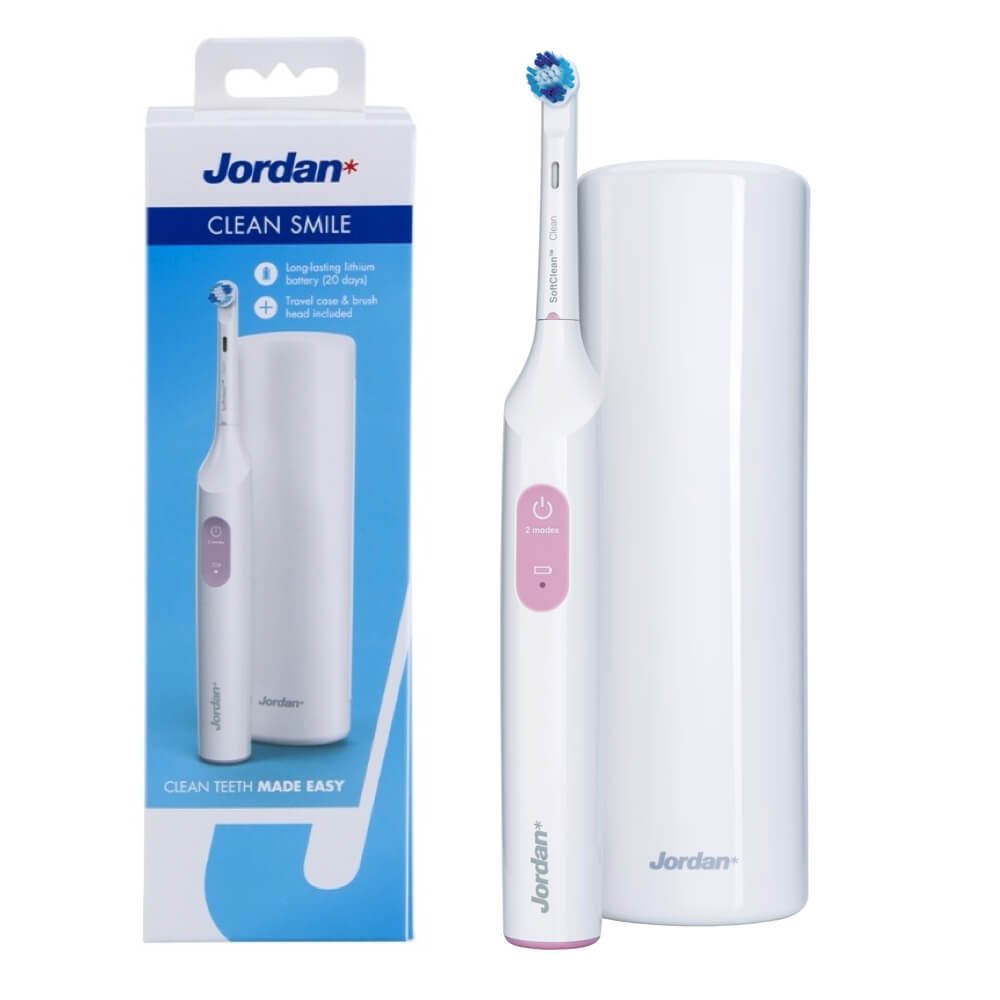 Jordan Clean Smile sähköhammasharja SoftClean ROOSA (2 režiimi, surveandur)