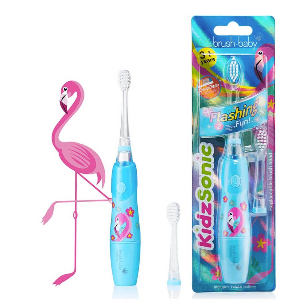 Brush-Baby KidzSonic -sähköhammasharja lapsille, FLAMINGO (3-vuotiaasta alkaen)