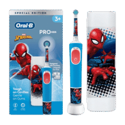 Oral-B Vitality Pro SPIDERMAN -sähköhammasharja lapsille 3-vuotiaasta alkaen (2 harjaustilaa) + matkapussi