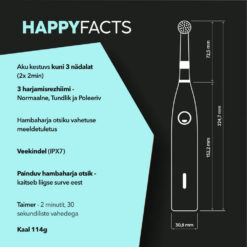happybrush ECO R2 All Black sähköhammasharja (pöörlev, 3 režiimi) – Kuva 2