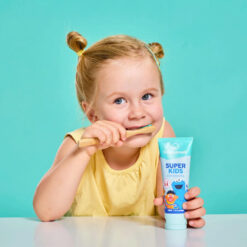 3 x happybrush SUPER KIDS hambapasta 2-6a väikelastele 75ml (fluoriidiga) – Kuva 4