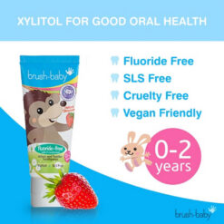 Brush-Baby Strawberry hambapasta 0-2a. väikelastele (floriidivaba) 50ml – Kuva 2