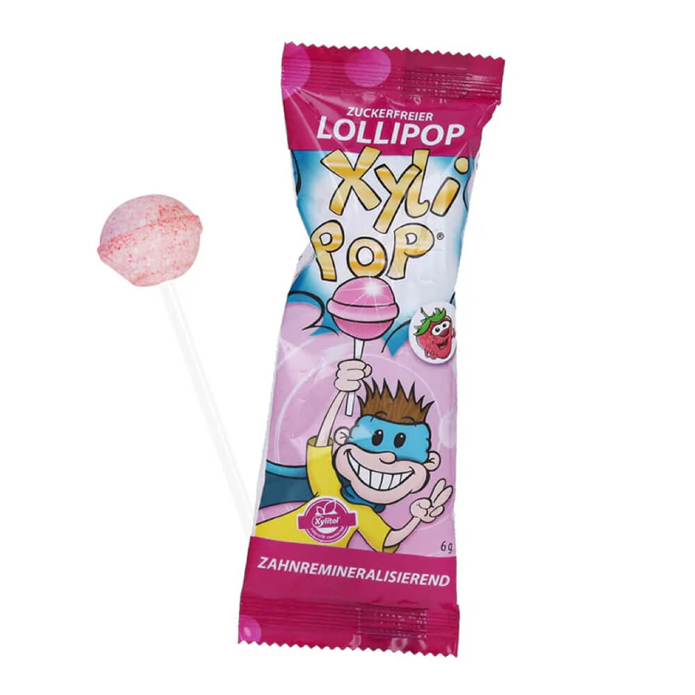Miradent XyliPOP MAASIKA hambasõbralik pulgakomm 6g (suhkruvaba, ksülitooliga)