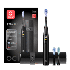 Oclean X Ultra 20 Set -sähköhammasharja, MUSTA (3 harjaspäätä, Wi-Fi, ladattava matkasuoja)