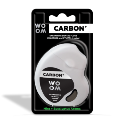 WOOM Carbon+ vahatatud hambaniit aktiivsöega (30m)