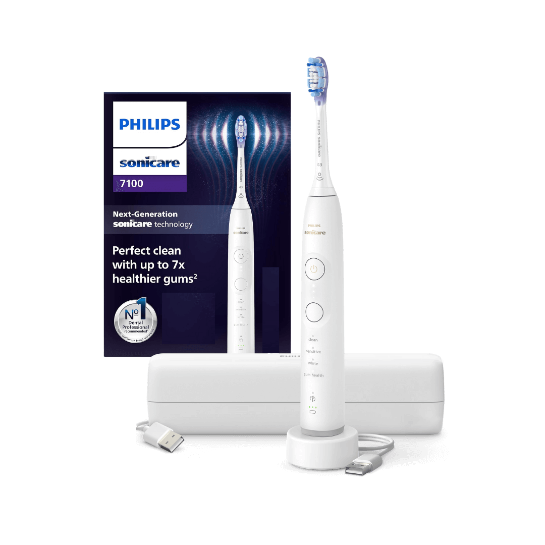 Philips Sonicare 7100 -sähköhammasharja HX7420/01 VALKOINEN (4 tilaa, 1 harjaspää) + matkakotelo