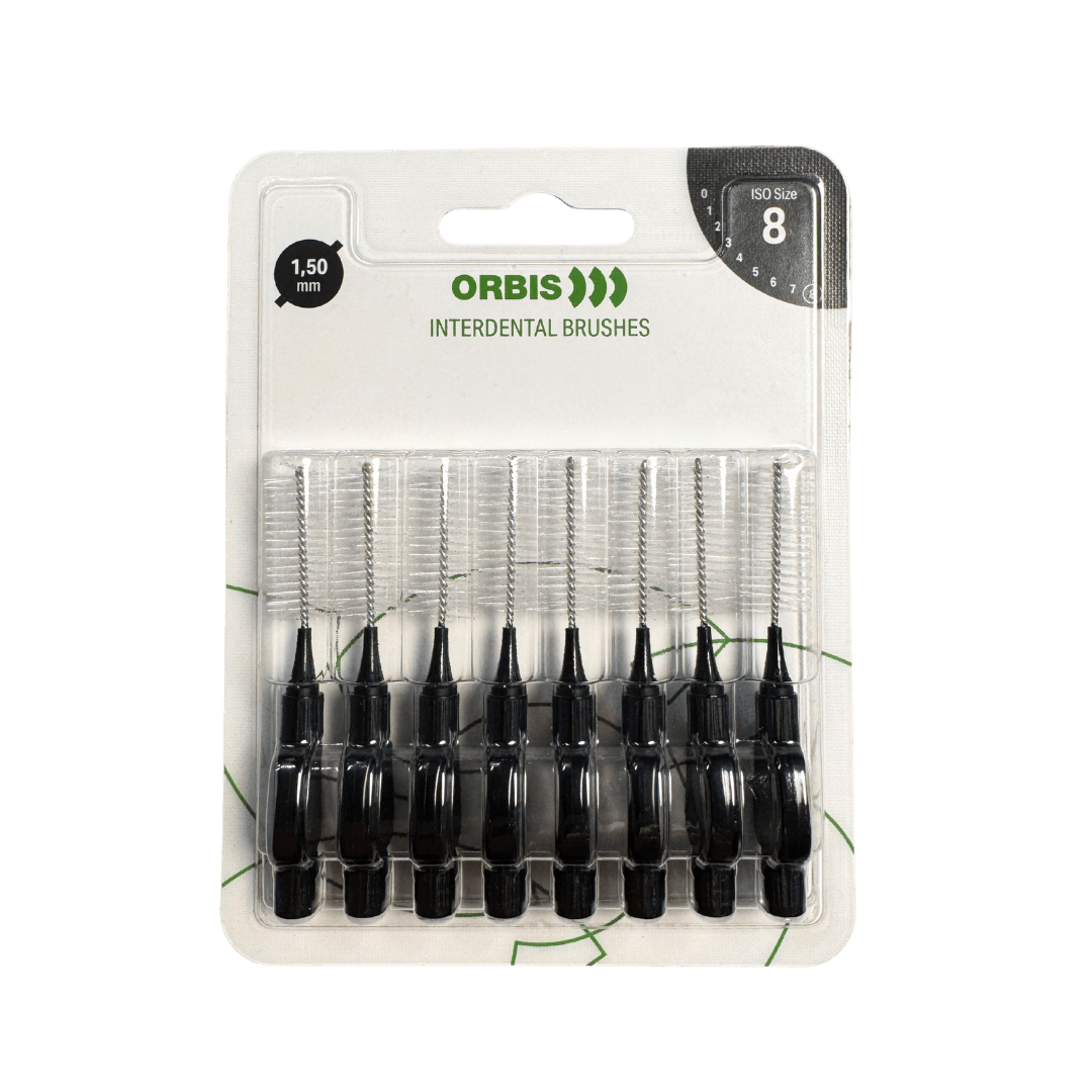 ORBIS 1,5mm hambavaheharjad MUST (8tk pakis, interdentaalhari)