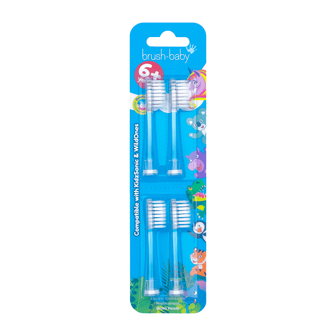 Brush-Baby WildOnes -sähköhammasharjan vaihtopäät yli 6-vuotiaille (4 kpl) – vain WildOnes- ja KidzSonic-malleihin