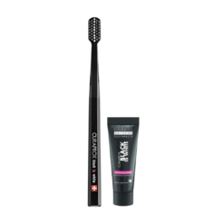 Käsihambahari CURAPROX Black is White + valgendav hambapasta (10ml)