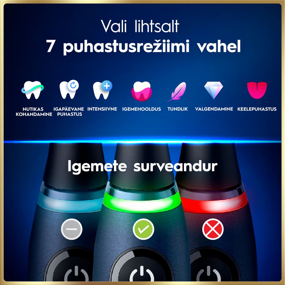 Oral-B iO9 Genius sähköhammasharja Sapphire Blue (7 režiimi, kiirlaadija) - Luxe Edition – Kuva 8